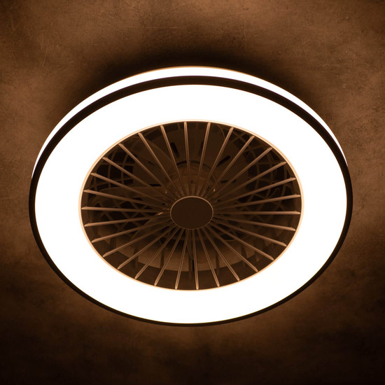 Kanlux LED Deckenleuchte mit Ventilator Plave 48W CCT warm-/neutral-/tageslichtweiss 3000K/4000K/6500K Fernbedienung Schwarz Weiß Ø48,5cm 38033