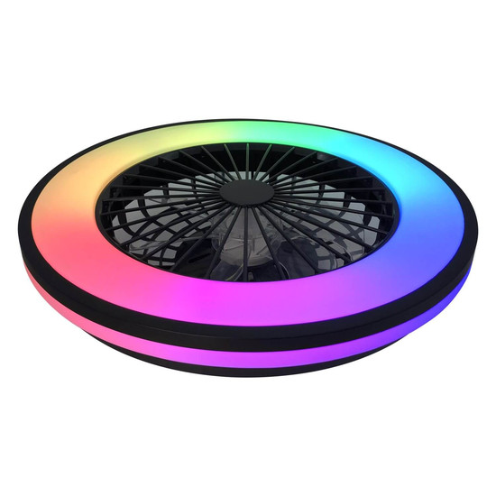 Kanlux LED Deckenleuchte mit Ventilator Plave 48W RGB + CCT 3000-6500K Fernbedienung Schwarz Weiß Ø48,5cm 38034