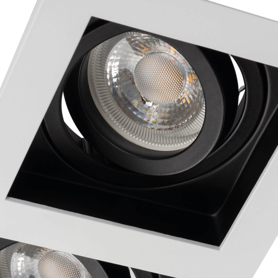 Kanlux Einbaurahmen Aret 2-flammig 2xGU10/GU5,3 Weiß Schwarz Aluminium 18,5x10cm 38366