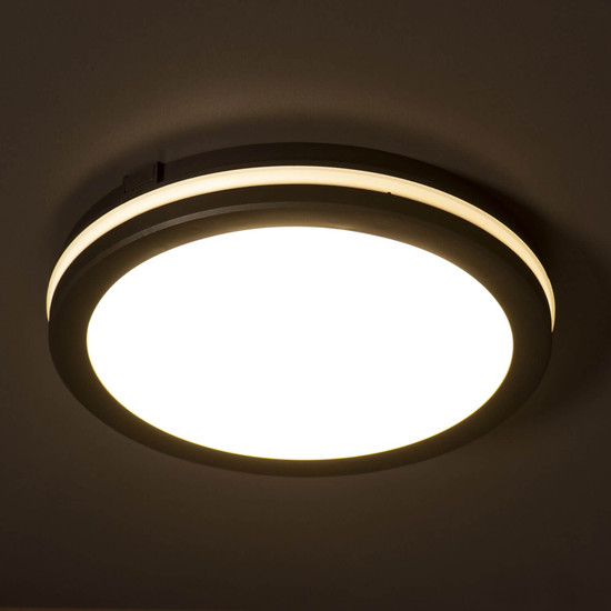 Kanlux LED Deckenleuchte Beno 30W CCT warm-/neutral-/tageslichtweiss 3000K/4000K/6500K IP65 Schwarz Ø30cm 38385