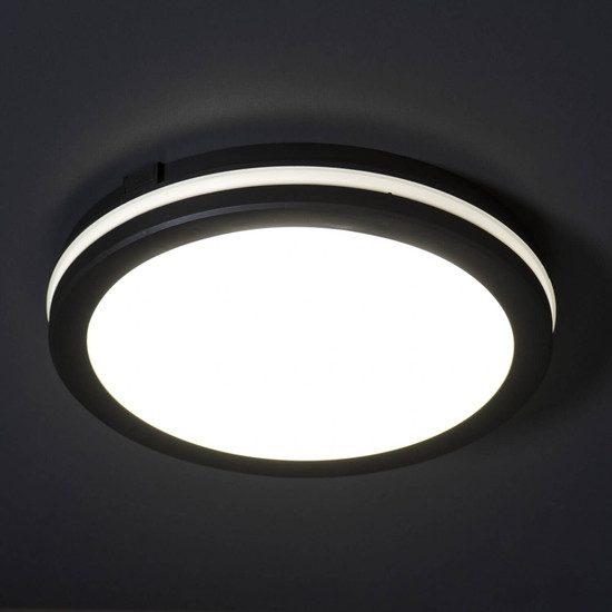 Kanlux LED Deckenleuchte Beno 40W CCT warm-/neutral-/tageslichtweiss 3000K/4000K/6500K IP65 Schwarz Ø40cm 38387