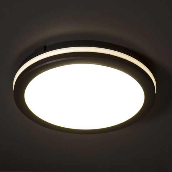 Kanlux LED Deckenleuchte Beno 40W CCT warm-/neutral-/tageslichtweiss 3000K/4000K/6500K IP65 Schwarz Ø40cm 38387