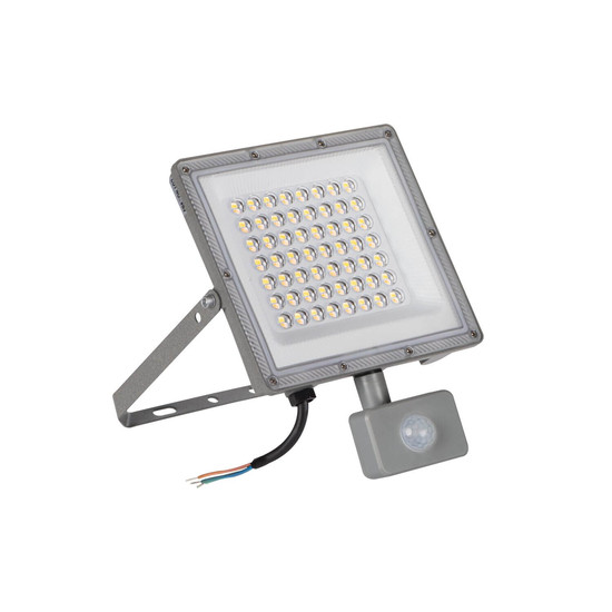 Kanlux LED Fluter Acete 50W CCT warm-/neutral-/tageslichtweiss 3000K/4000K/6500K Bewegungsmelder IP44 Grau Aluminium 38498