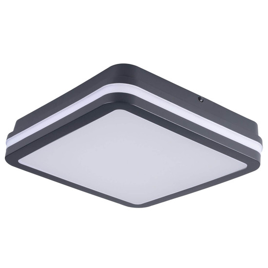 Kanlux LED Deckenleuchte Beno eckig 30W einstellbar CCT warm-/neutralweiss 3000K/3500K/4000K Bewegungsmelder IP65 Graphit 26x26cm 38780