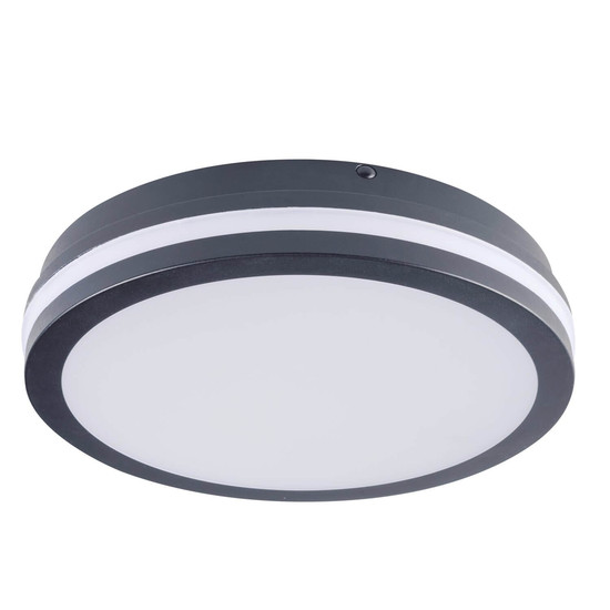 Kanlux LED Deckenleuchte Beno rund 30W einstellbar CCT warm-/neutralweiss 3000K/3500K/4000K IP65 Graphit Ø26cm 38783