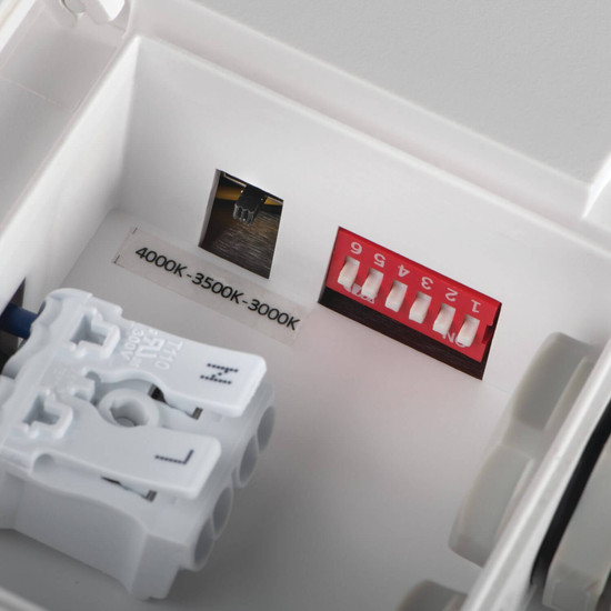 Kanlux LED Deckenleuchte Beno rund 30W einstellbar CCT warm-/neutralweiss 3000K/3500K/4000K Bewegungsmelder IP65 Weiß Ø26cm 38785