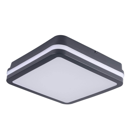 Kanlux LED Deckenleuchte Beno eckig 18W einstellbar CCT warm-/neutralweiss 3000K/3500K/4000K IP65 Graphit 22x22cm 38787
