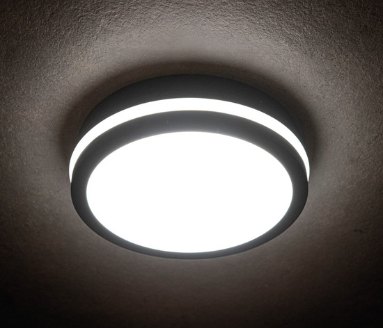 Kanlux LED Deckenleuchte Beno rund 18W einstellbar CCT warm-/neutralweiss 3000K/3500K/4000K IP65 Graphit Ø22cm 38789