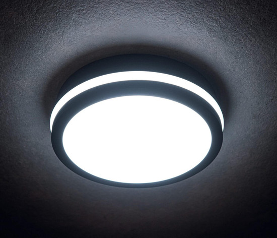 Kanlux LED Deckenleuchte Beno rund 18W einstellbar CCT warm-/neutralweiss 3000K/3500K/4000K IP65 Graphit Ø22cm 38789