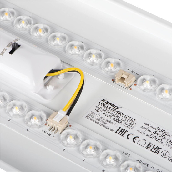 Kanlux LED Langfeldleuchte Lincea 45W einstellbar CCT warm-/neutral-/tageslichtweiss 3000K/4000K/6500K Weiß Stahl 120x17cm 38796