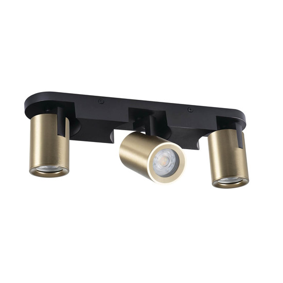 Kanlux Deckenstrahler Laurin 3-flammig 3xGU10 Schwarz Gold Aluminium 33,5cm 38962