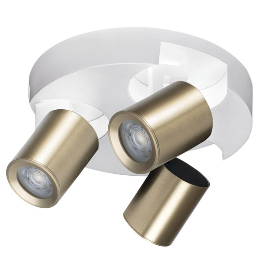 Kanlux Deckenstrahler Laurin 3-flammig 3xGU10 Weiß Gold Aluminium Ø22cm 38967