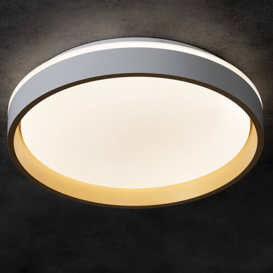 Kanlux LED Deckenleuchte Soln 25W CCT warm-/tageslichtweiss 2700-6500K 90Ra dimmbar Fernbedienung Weiß Gold Metall Ø38cm 39110