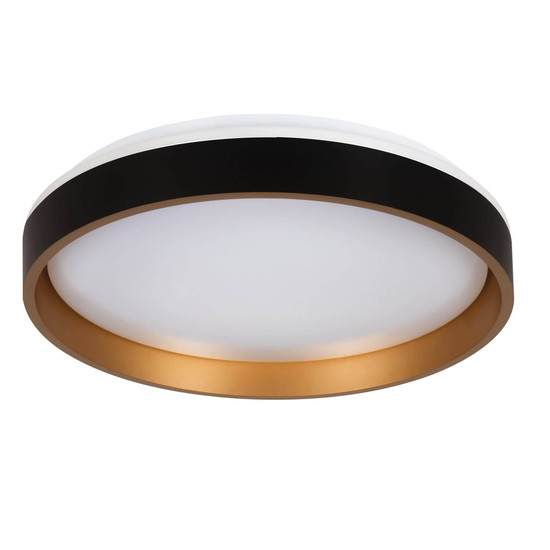 Kanlux LED Deckenleuchte Soln 25W CCT warm-/tageslichtweiss 2700-6500K 90Ra dimmbar Fernbedienung Schwarz Gold Metall Ø38cm 39111