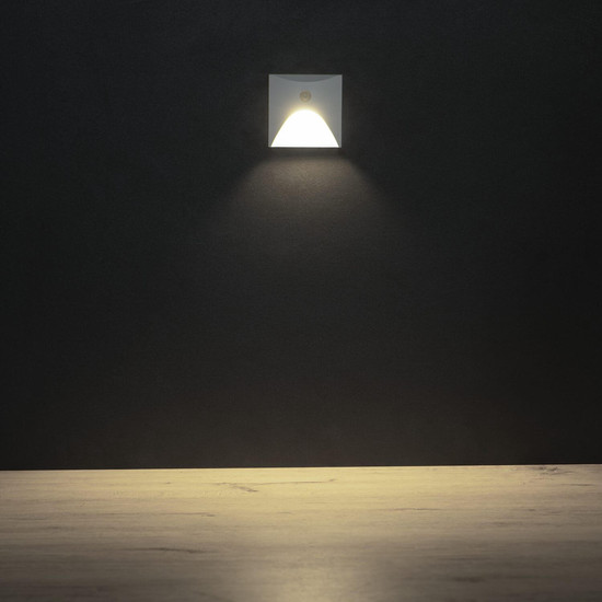 Kanlux LED Wandeinbauleuchte Exin 2,5W neutralweiss 4000K Bewegungsmelder IP65 Weiß Aluminium 39141