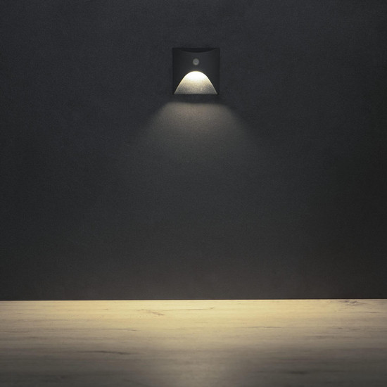 Kanlux LED Wandeinbauleuchte Exin 2,5W neutralweiss 4000K Bewegungsmelder IP65 Grau Aluminium 39143