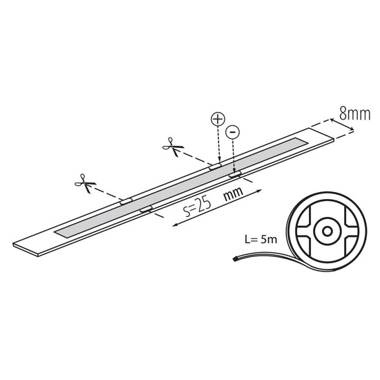 Kanlux LED Streifen 5m LCOB 3W/m 12V warmweiss 3000K dimmbar IP65 8,2mm 39162