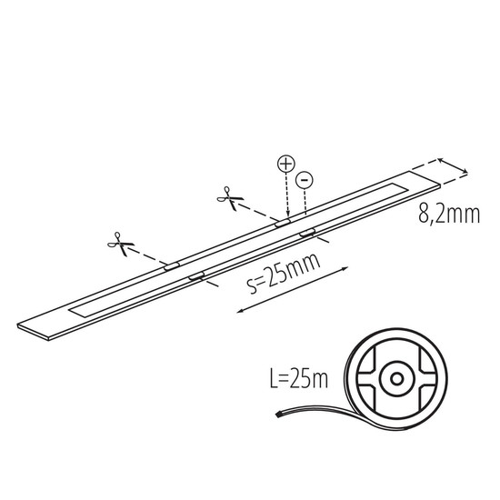 Kanlux LED Streifen 25m LCOB 8W/m 12V tageslichtweiss 6500K 90Ra dimmbar IP65 8,2mm 39772