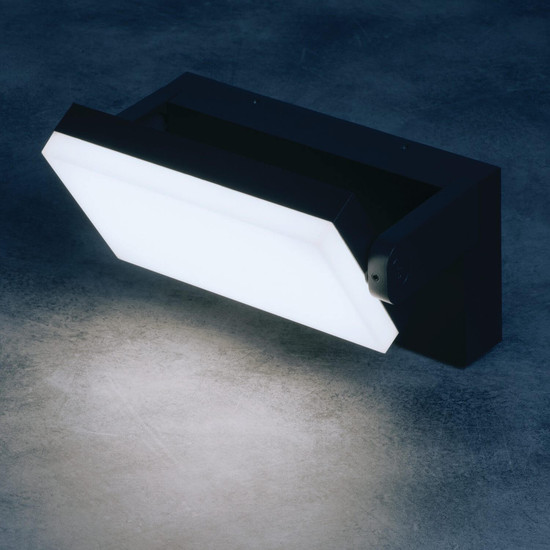 Kanlux LED Außenwandleuchte Xerto 20W CCT warm-/neutral-/tageslichtweiss 3000K/4000K/6500K Bewegungsmelder IP44 Schwarz Aluminium 45819