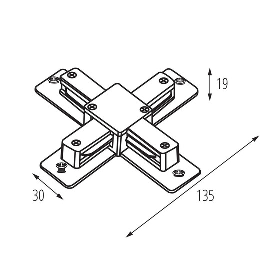 Kanlux Verbinder für 1-Phasen Stromschiene TEAR X Schwarz 45904