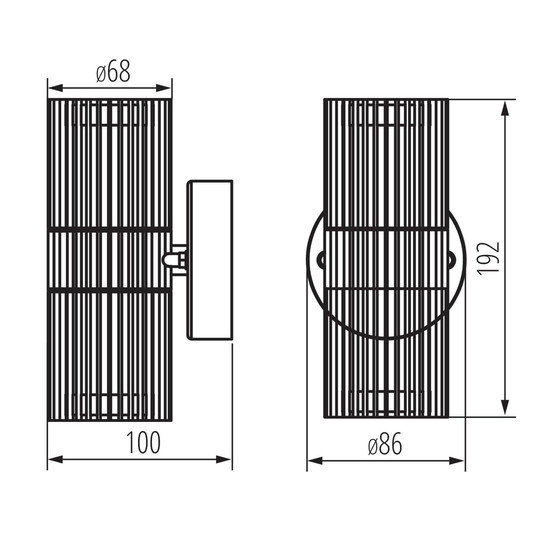 Kanlux Außenwandleuchte Radilo 2-flammig 2xGU10 IP44 Schwarz Aluminium 46201