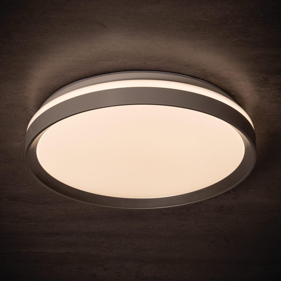 Kanlux LED Deckenleuchte Lixan 47W CCT warm-/tageslichtweiss 3000-6500K dimmbar Fernbedienung Weiß Silber Ø38,5cm 46280