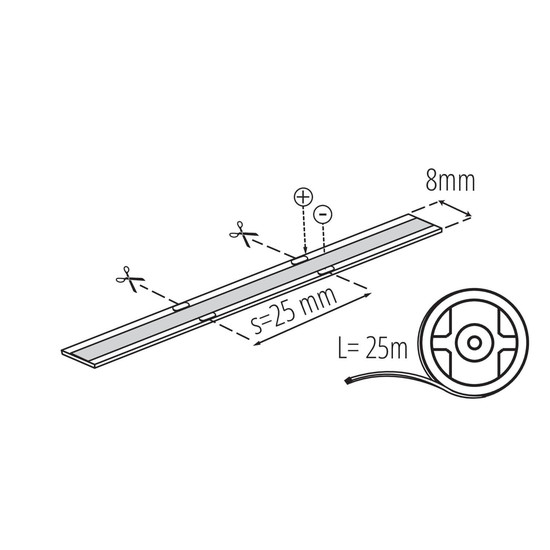 Kanlux LED Streifen 25m LCOB 3W/m 12V tageslichtweiss 6500K dimmbar 8mm 46292