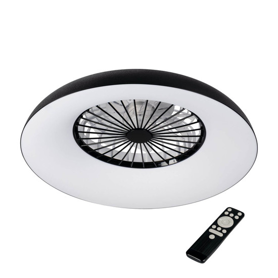 Kanlux LED Deckenleuchte mit Ventilator Plave 48W RGB + CCT 3000-6500K Fernbedienung Schwarz Ø60cm 46371