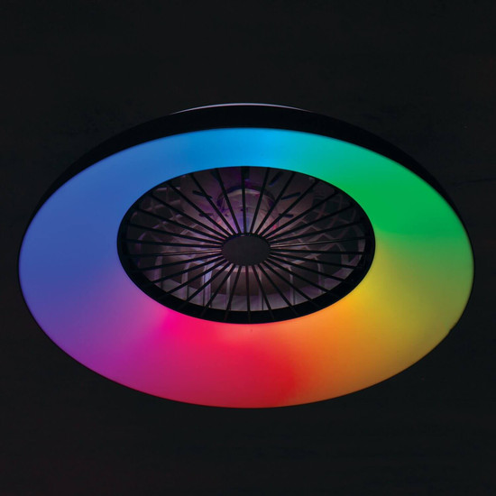 Kanlux LED Deckenleuchte mit Ventilator Plave 48W RGB + CCT 3000-6500K Fernbedienung Schwarz Ø60cm 46371