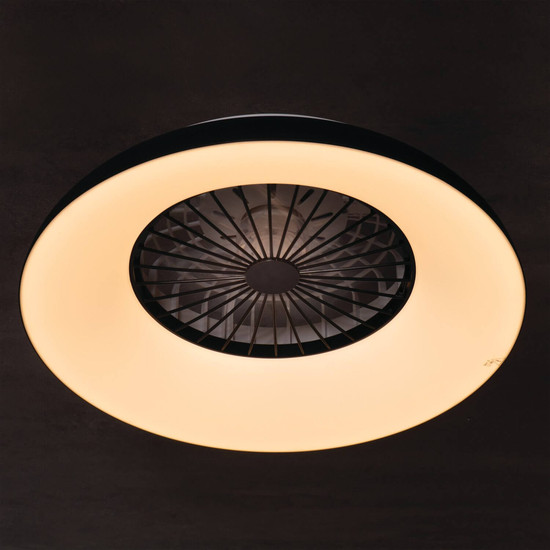 Kanlux LED Deckenleuchte mit Ventilator Plave 48W RGB + CCT 3000-6500K Fernbedienung Schwarz Ø60cm 46371