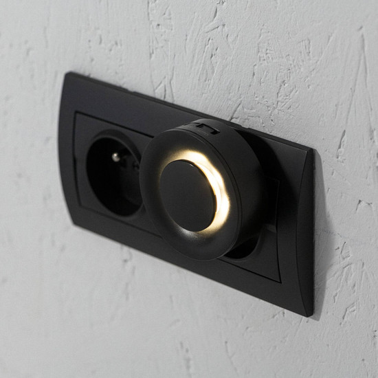 Kanlux LED Nachtlicht Ribi 0,3W warmweiss 2700K Bewegungsmelder Schwarz Ø6cm 46381