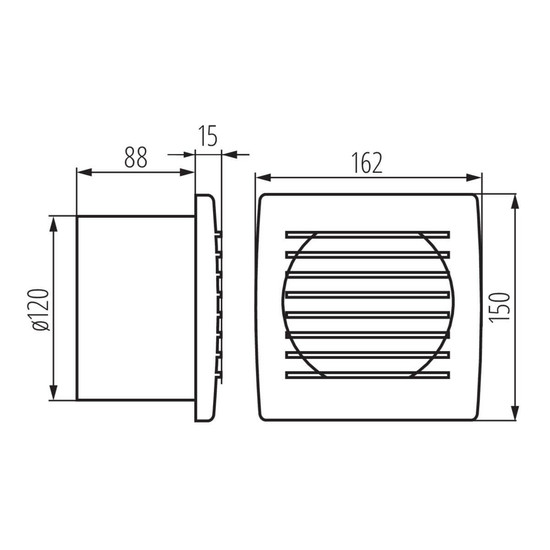 Kanlux Rohrlüfter Cyklon Ø120mm mit Nachlauf-Timer IPX4 Weiß 70943