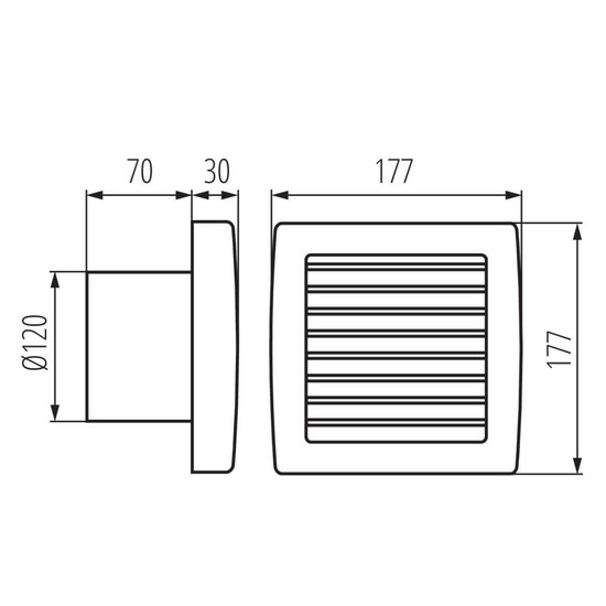 Kanlux Rohrlüfter Twister Ø120mm mit Nachlauf-Timer IPX4 Weiß 70960