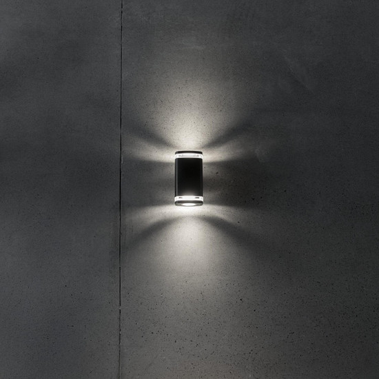 Kanlux Außenwandleuchte Zevi mit Lichtring 2-flammig 2xGU10 Bewegungsmelder IP54 Schwarz Aluminium 11x24cm 90102