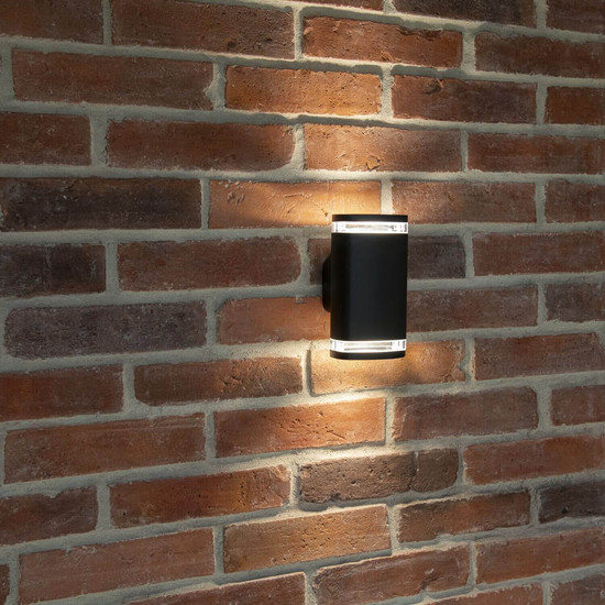 Kanlux Außenwandleuchte Zevi mit Lichtring 2-flammig 2xGU10 Bewegungsmelder IP54 Graphit Aluminium 11x24cm 90103