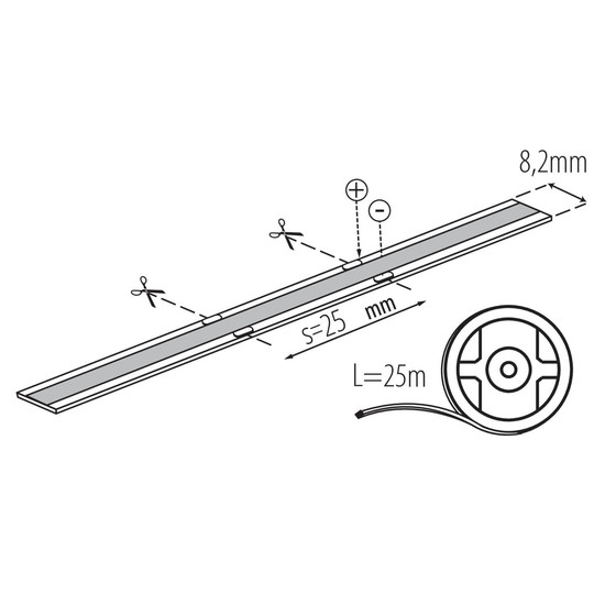 Kanlux LED Streifen 25m LCOB 3W/m 12V warmweiss 2700K dimmbar IP65 8,2mm 90679