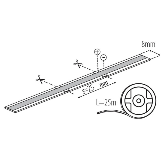 Kanlux LED Streifen 25m LCOB 3W/m 24V warmweiss 2700K dimmbar 8mm 90681