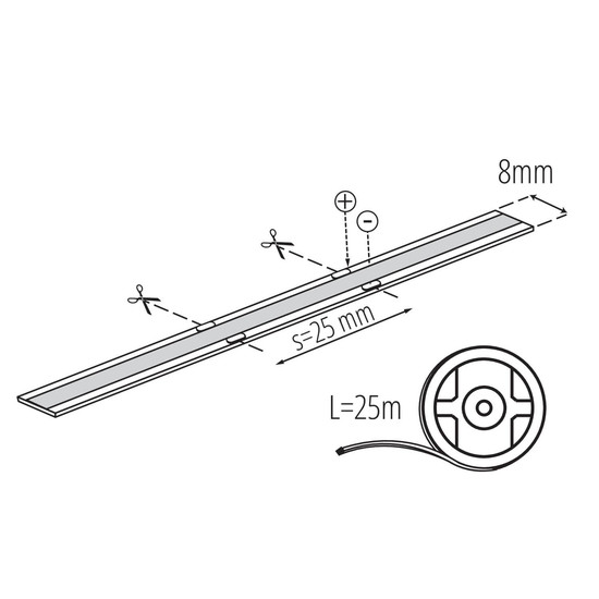 Kanlux LED Streifen 25m LCOB 10W/m 12V warmweiss 2700K 90Ra dimmbar 8mm 90686