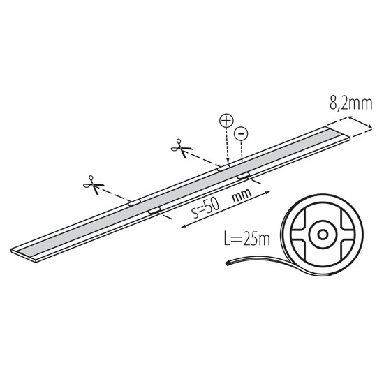 Kanlux LED Streifen 25m LCOB 10W/m 24V warmweiss 2700K 90Ra dimmbar 8mm 90691