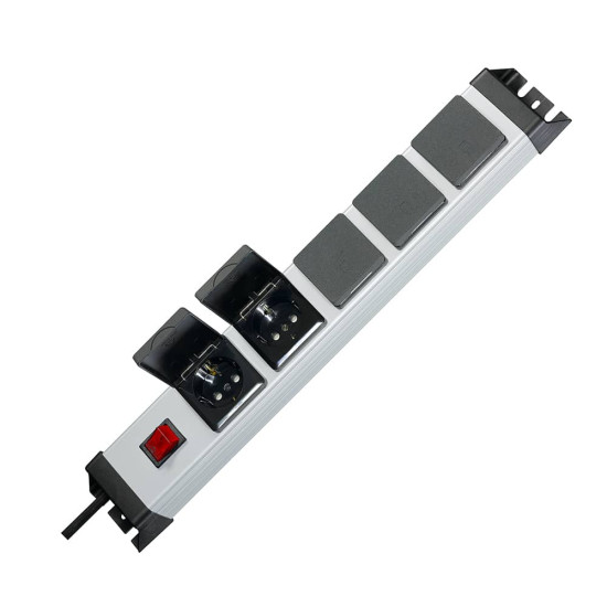 Kopp Steckdosenleiste Powerversal 5-fach mit Schalter und Klappdeckel