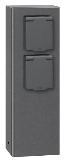 LCD Steckdosensäule 017 2-fach Steckdosenturm Graphit 26x10x5cm 017 Made in Germany