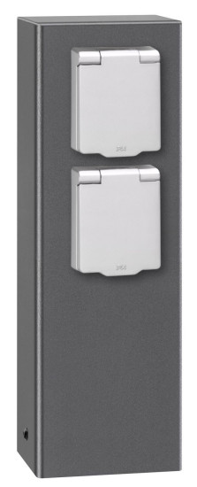 LCD Steckdosensäule 018 2-fach Steckdosen Graphit 26x10x5cm 018 Made in Germany