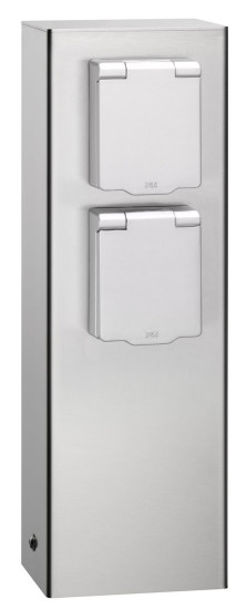 LCD Steckdosensäule 2-fach Steckdosenturm Edelstahl 26x10x5cm 019 Made in Germany
