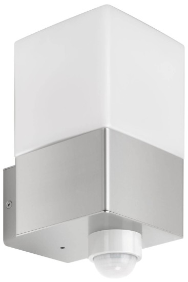 LCD Wandleuchte mit Bewegungsmelder Edelstahl E27 IP44 25x12x14,5cm 029 Made in Germany