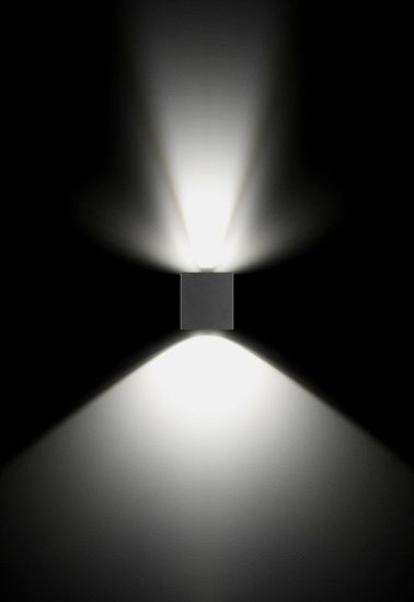 LCD Up & Down Wandleuchte LED 2fach mit Reflektor Graphit 2x7W Warmweiss IP54 11x11x11cm 5025