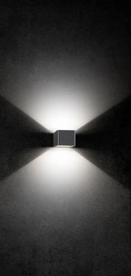 LCD Up & Down Wandleuchte LED 2fach Lichtausfall einstellbar Graphit 2x3,5W Warmweiss IP65 9x11x12,5cm 5040