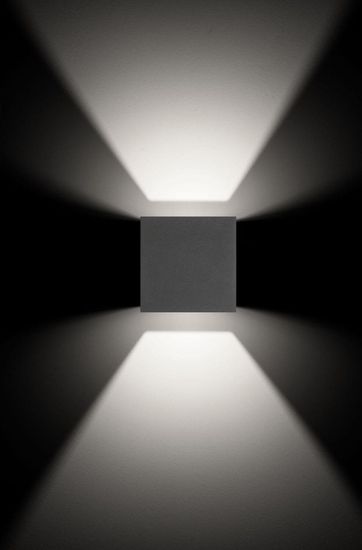 LCD Wandleuchte LED Graphit 2x6W Warmweiss IP54 12x12x12cm 5080