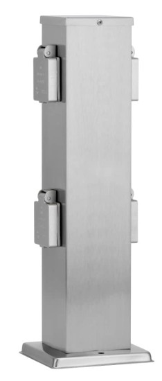 Ledar Aussensteckdose 4-fach Edelstahl IP44 Outdoor-Stromsäule