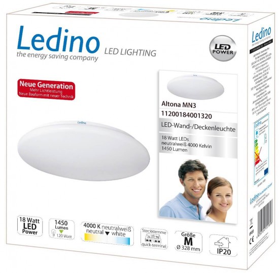 Ledino LED-Leuchte Altona MN3 Wand/Decke,18W, 4000K 34cm neutralweiss