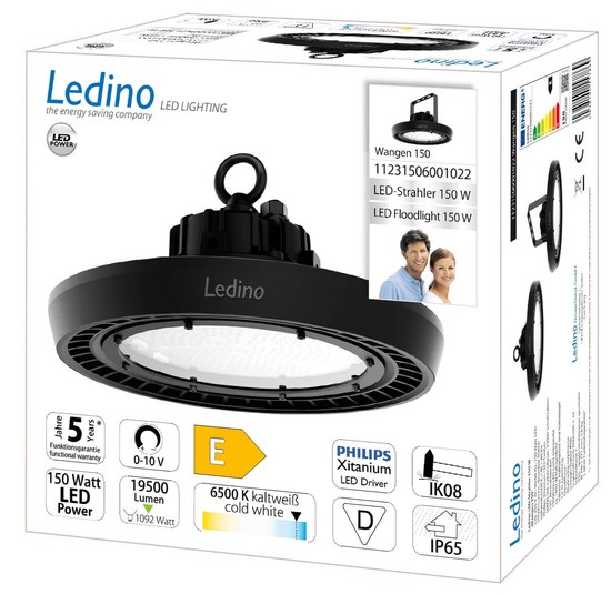Ledino LED-Highbay 150W Hallenleuchte Wangen 150, 19500lm, 6500K tageslichtweiss, Ammoniak beständig
